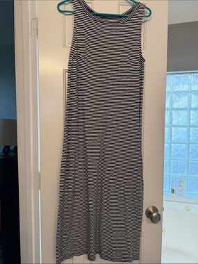 Talbots Black and White Striped Sleeveless   dress